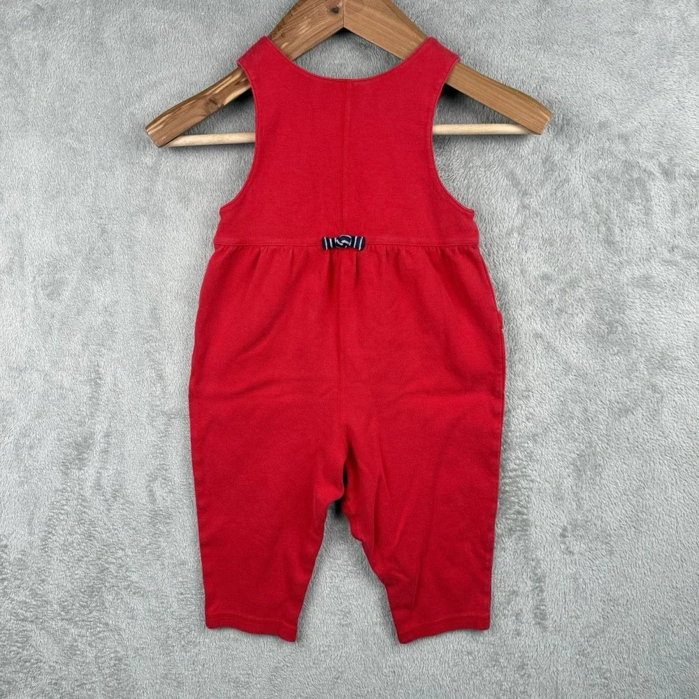 Gymboree Overalls Baby Girl Small 12-24 Month Red Embroidered Heart 90s FLAW
